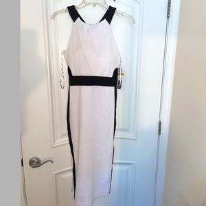 Open Shoulder Colorblock Mesh Inserts Dress